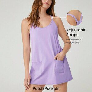 GLOWMODE Peekaboo Adjustable Dress Lilac Built-In Shorts Side Pockets Size S